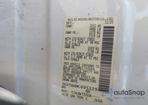 2021 Nissan Rogue S Fwd from USA, damaged, VIN 5N1AT3AA6MC695329